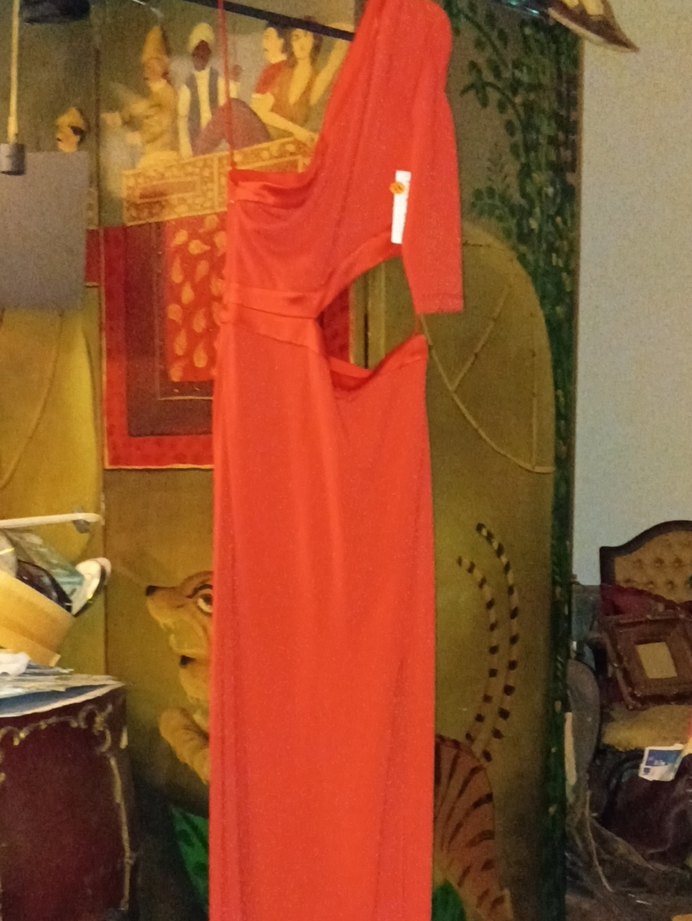 Alice + Olivia Poppy Red 0ne Sleeve Cutout Maxi Dress
